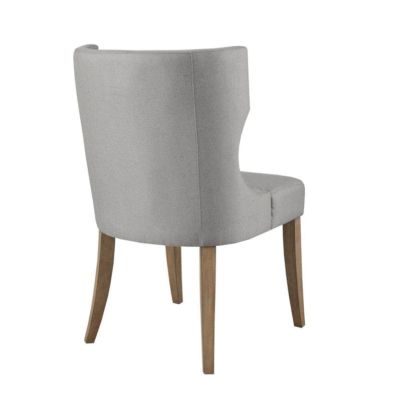 Elegant Light Grey Upholstered Wingback Dining Chair with Wood Legs