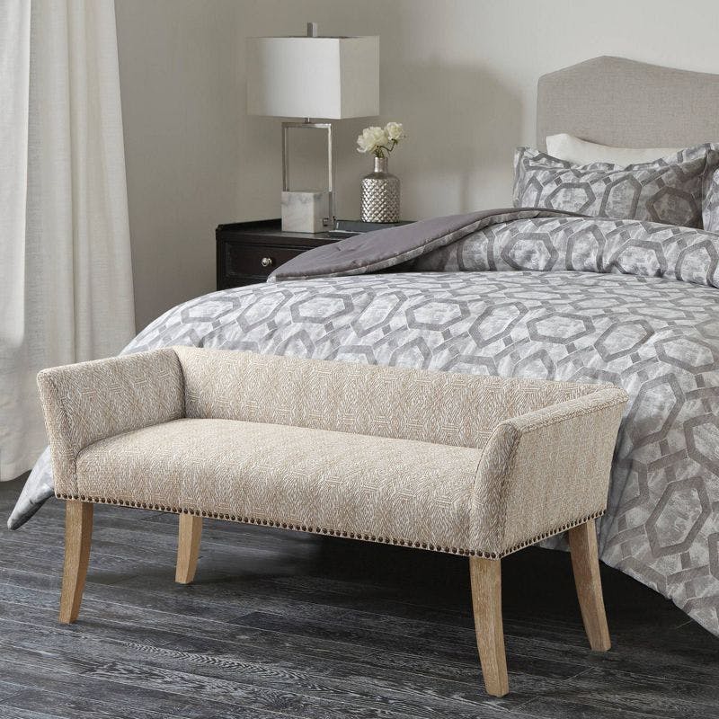 Madera Flared Arms Upholstered Storage Bench in Taupe