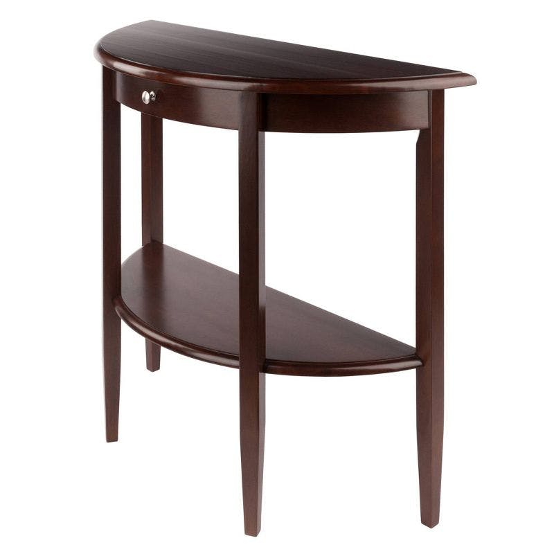 Transitional Demilune Walnut Console Table with Storage