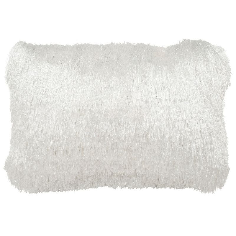 Pearl White 12" x 20" Contemporary Shag Indoor/Outdoor Pillow