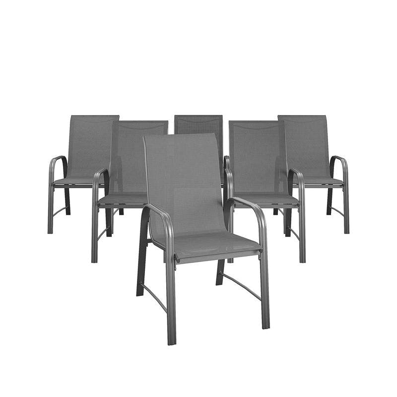 Charcoal Gray Powder Coated Steel Patio Dining Chair Set
