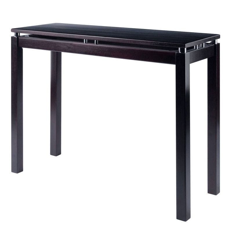 Elevated Dark Espresso Wood Console Table with Chrome Accents