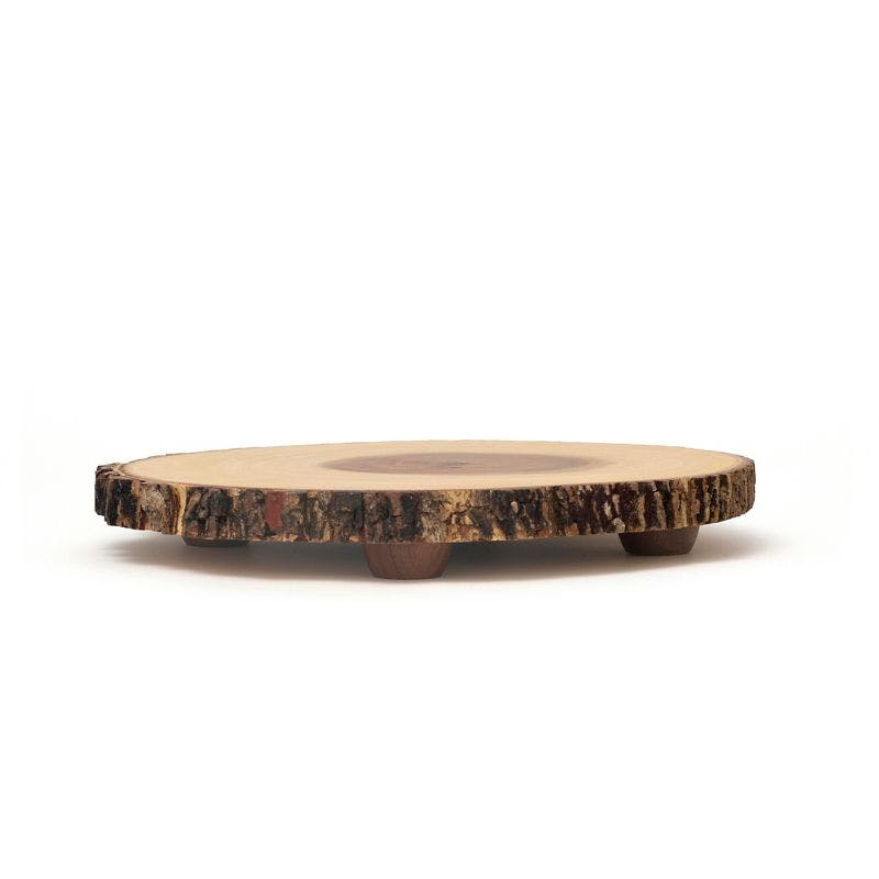 Rustic Acacia Wood Rectangular Footed Server Platter