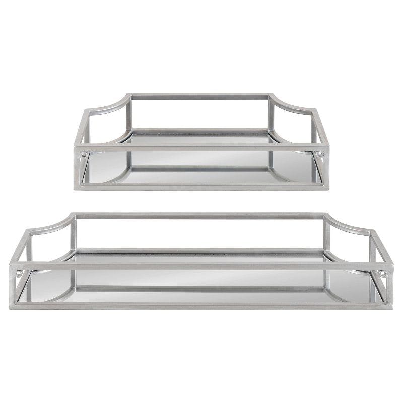 Elegant Ciel Silver Metal Geometric Wall Shelf Set