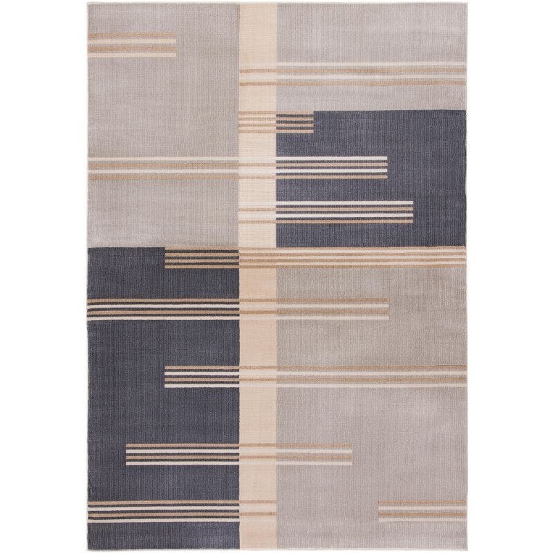Art Deco Inspired 2' x 3' Hand-Knotted Gray Synthetic Area Rug