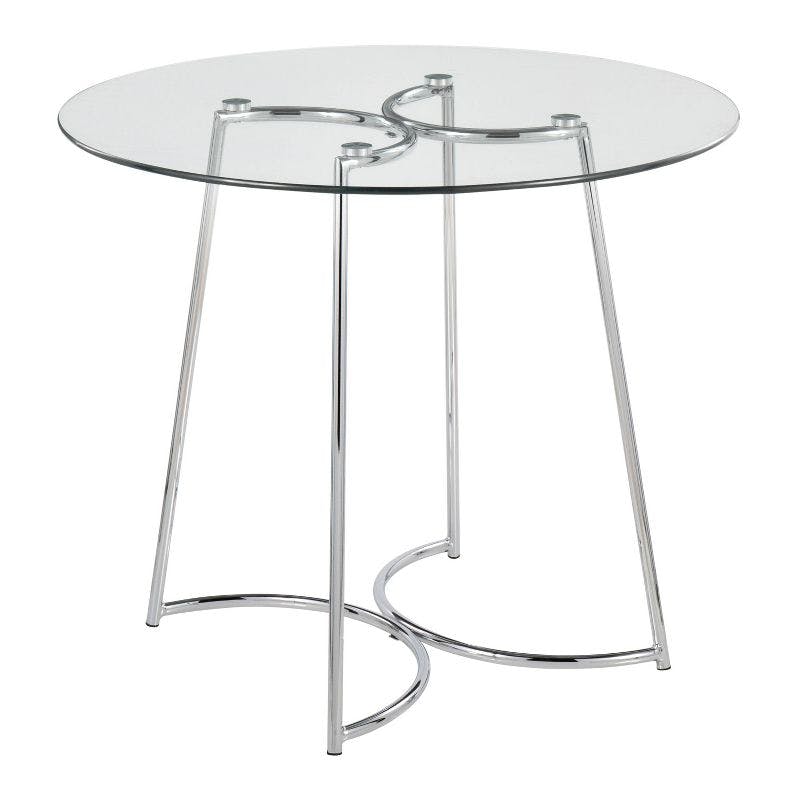 Contemporary 39" Round Glass Dining Table with Chrome Frame