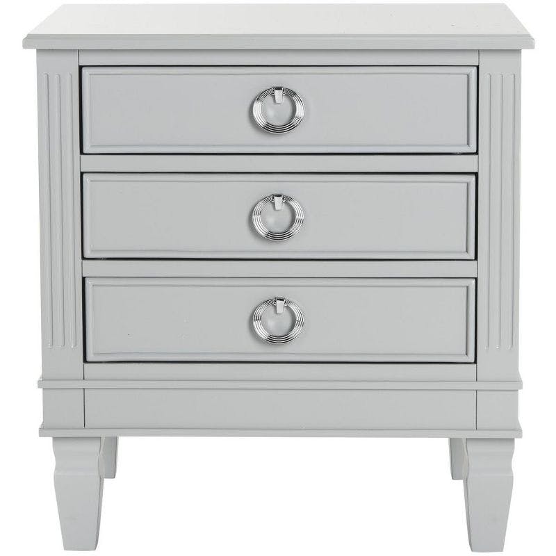 Transitional Grace 3-Drawer Nightstand in Chic Gray