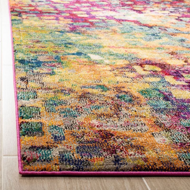 Monaco Boho-Chic Pink/Multi Hand-Knotted Area Rug, 6'7" x 9'2"