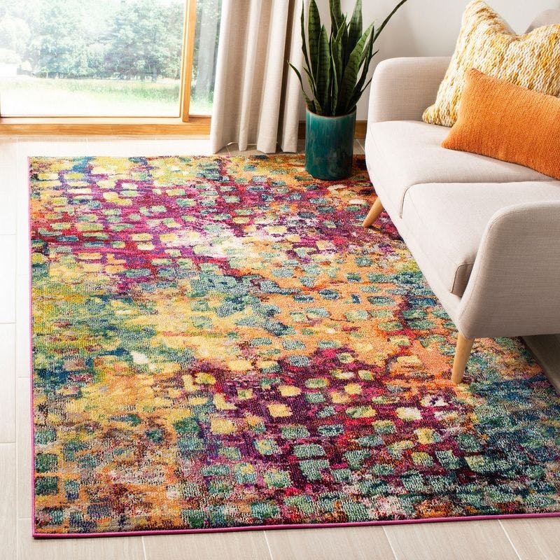 Monaco Boho-Chic Pink/Multi Hand-Knotted Area Rug, 6'7" x 9'2"