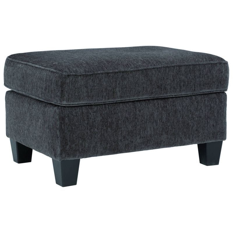 Contemporary Charcoal Gray Chenille 33" Footstool