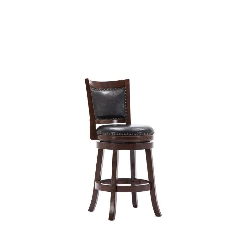 Bristol 24" Cappuccino Leather Swivel Counter Stool with Brass Accents