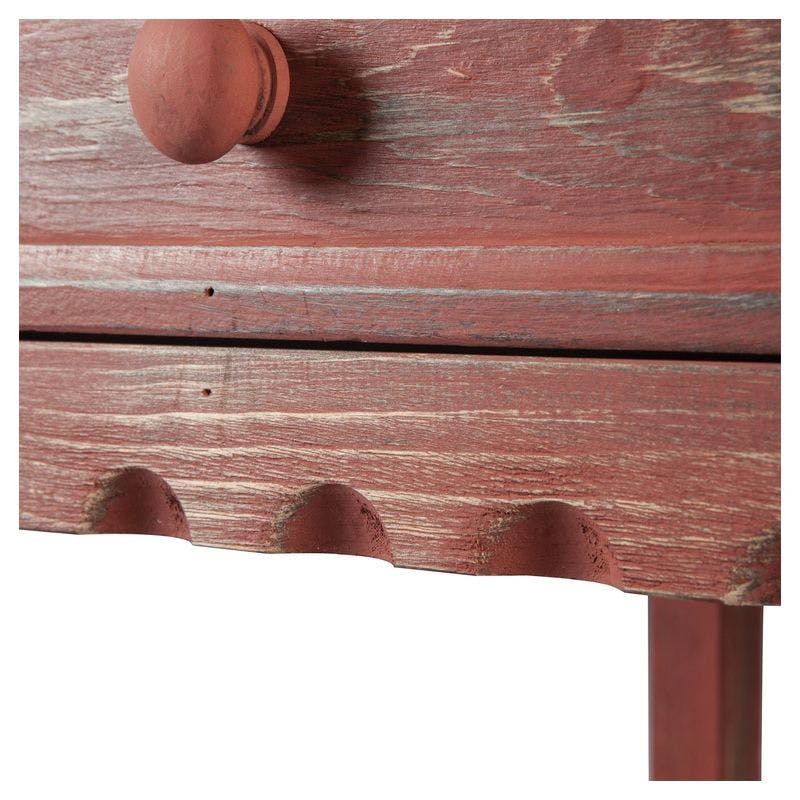 Rustic Red Antique Finish Cottage End Table with Storage