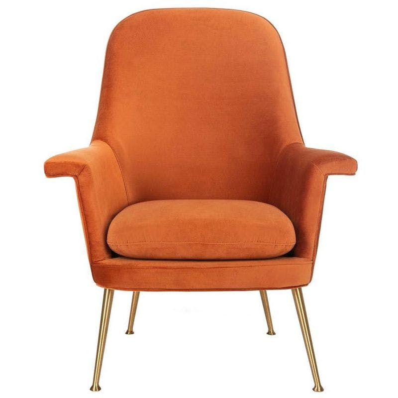 Sienna Velvet Contemporary Arm Chair with Gold Legs