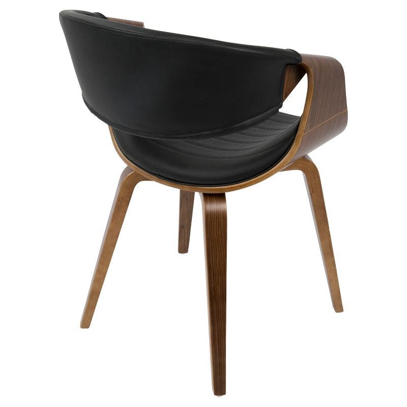 Symphony High-Back Black Faux Leather & Walnut Wood Arm Chair