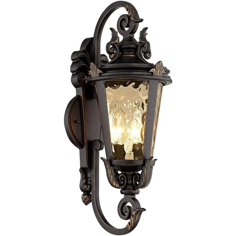 Marseille Rustic Bronze 21.5" Outdoor Wall Light with Champagne Hammered Glass