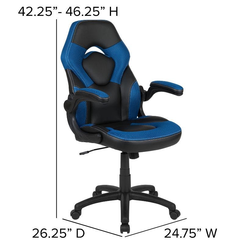 Sleek 50" Blue and Black Gaming Desk & Chair Set with Cup Holder