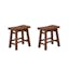 Set of 2 Rustic Chestnut Wire-Brushed Saddle Stools, 18" Height