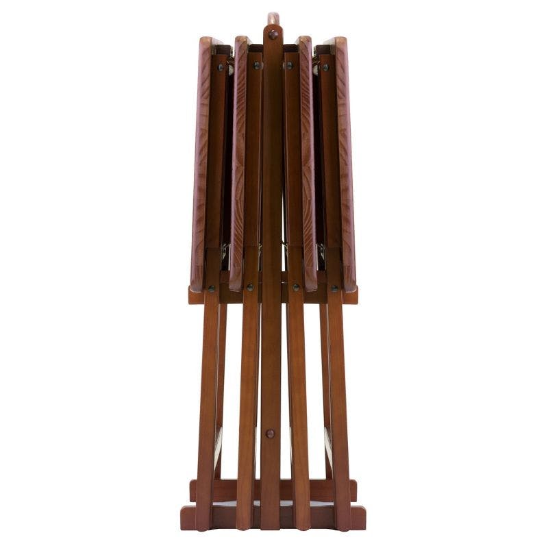 Transitional Walnut Brown Solid Wood 5-Pc Snack Table Set