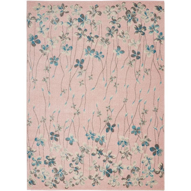 Serene Blossom Pink Floral 5'3" x 7'3" Easy-Care Area Rug