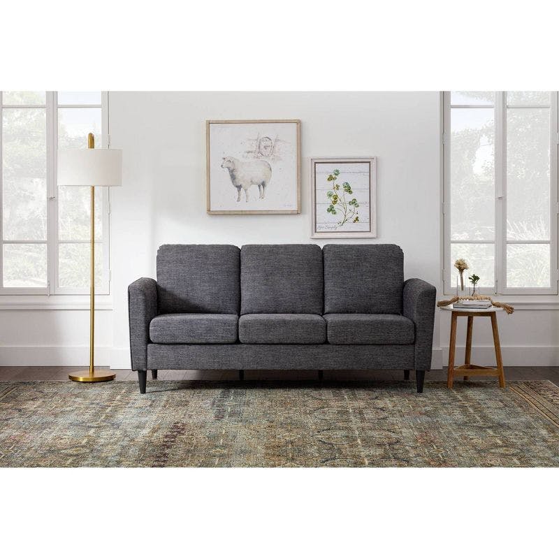 Charcoal Lawson 62.8" Faux Leather Sofa with Wood Base