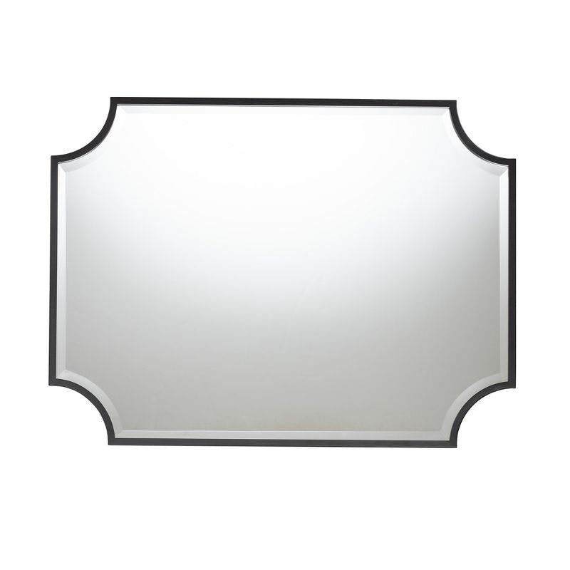 Elegant Rectangular Leather & Wood Framed Wall Mirror 30"x40"
