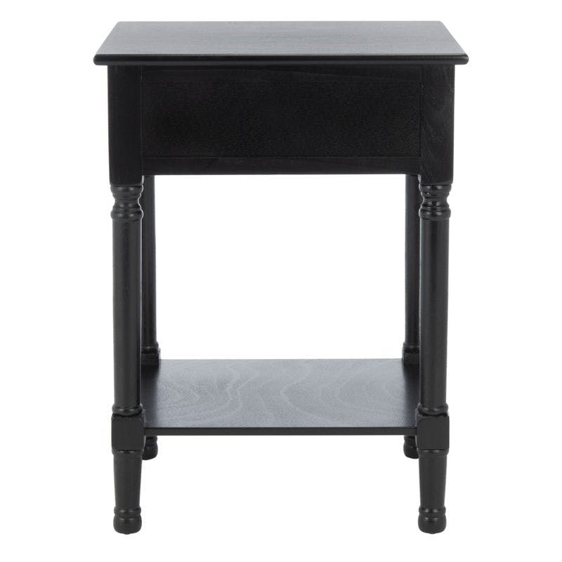Classic Contemporary Black Accent Table with Basket Drawer