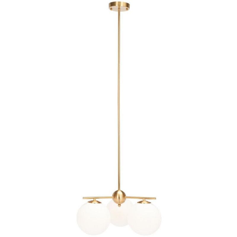 Cantrys Mid-Century Modern Gold and White Glass Orb Chandelier