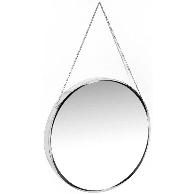Infinity Franc 17.5" Round Silver Wall Mirror with Metal Chain