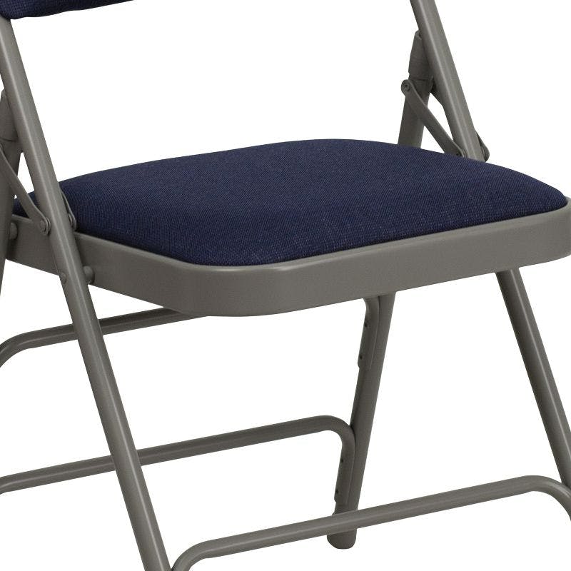 Navy Fabric Metal Folding Armless Chair, 18.5"W Triple Braced