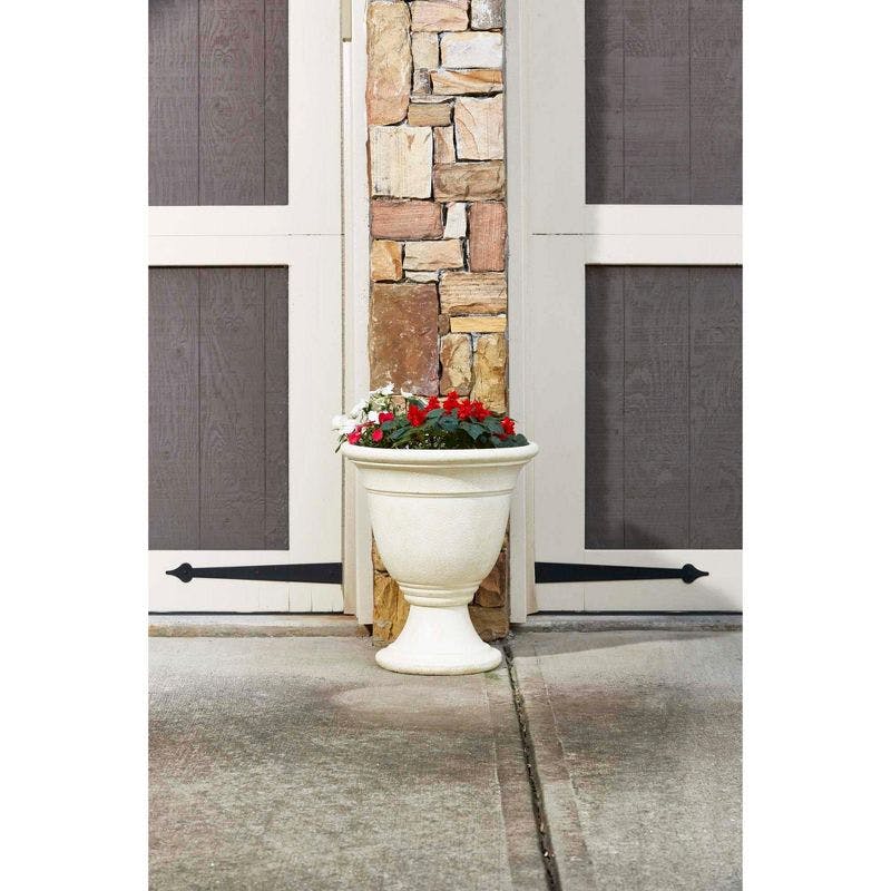 Elegant Ivory Outdoor Urn Planter with Hand-Crafted Detail