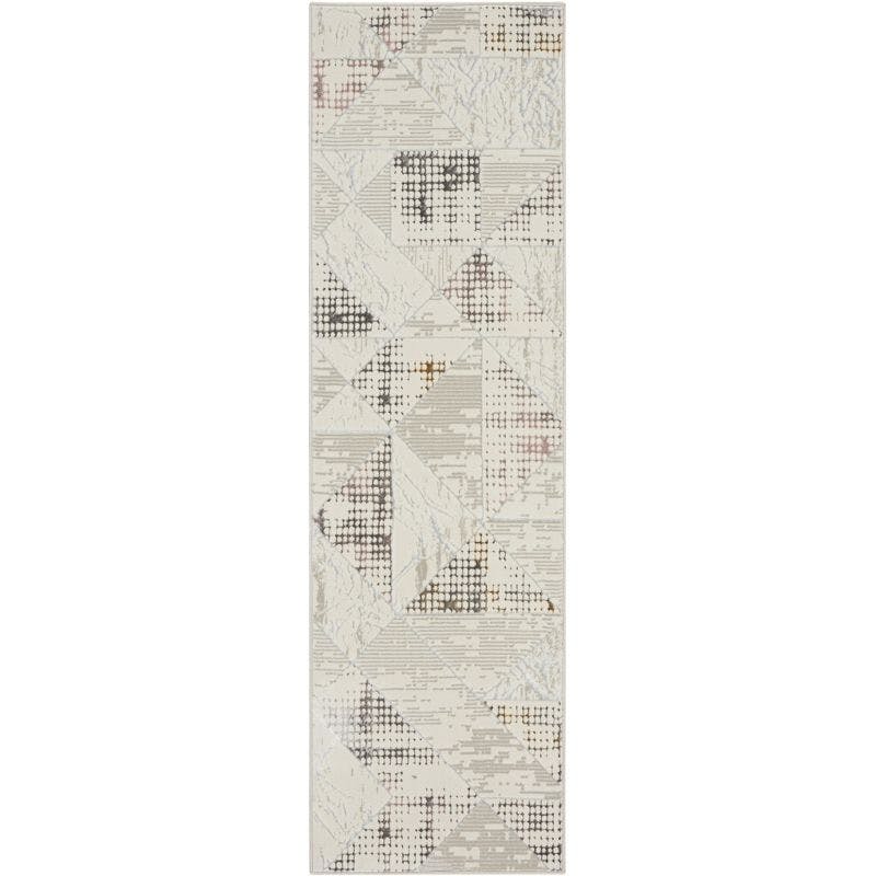 Ivory Abstract Geometric Easy-Care Synthetic Area Rug