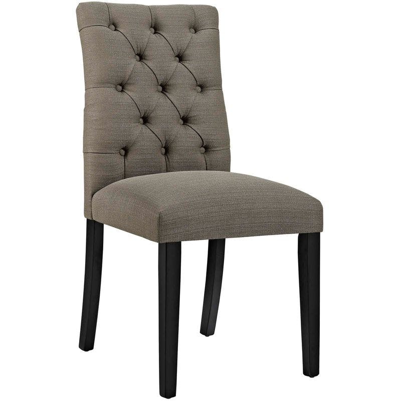 Elegant Granite Gray Upholstered Parsons Side Chair with Wood Legs