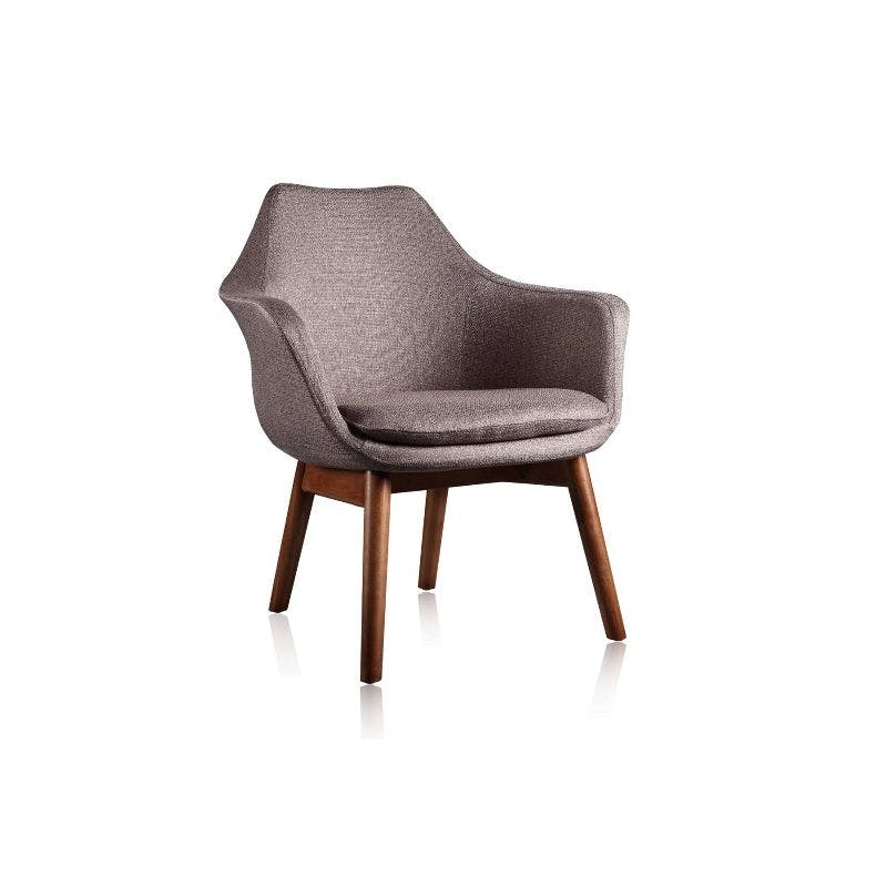 Cronkite Modern Grey Faux Leather and Walnut Wood Accent Chair