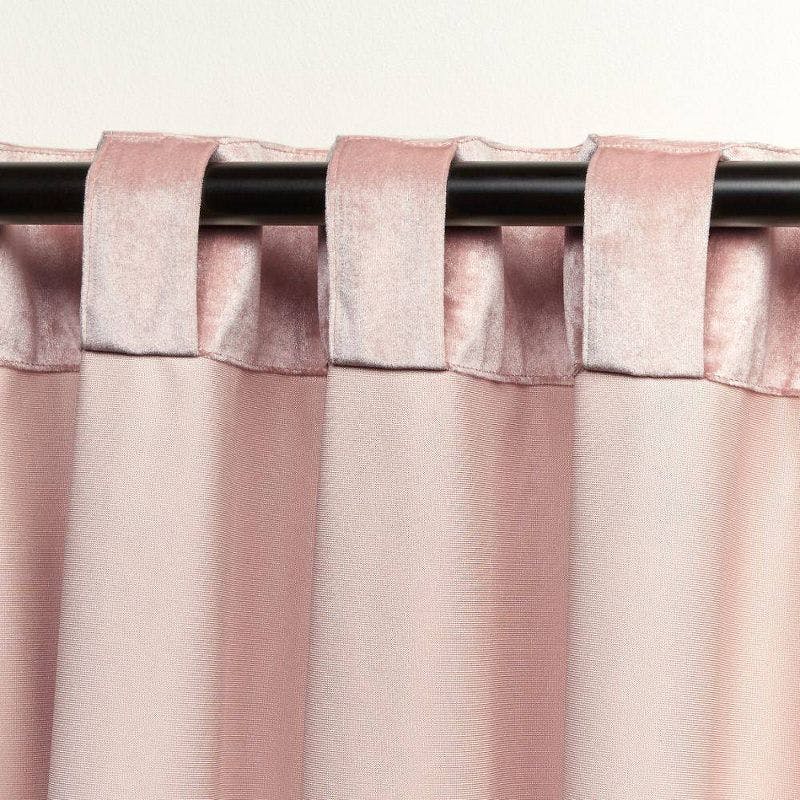 Blush Velvet Pleated Light-Filtering Window Curtain Panel