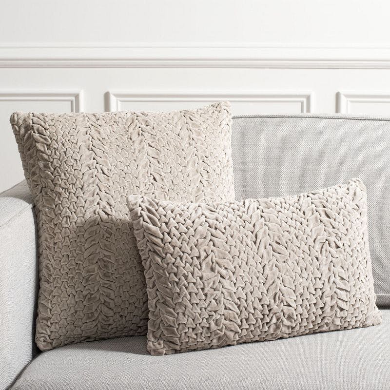 Contemporary Gray Cotton Rectangular Decorative Pillow