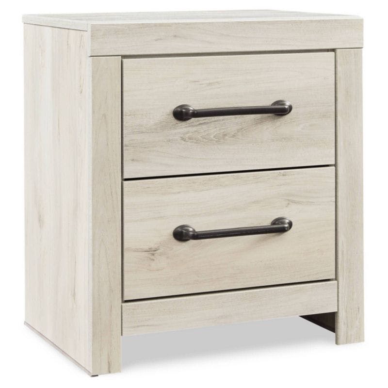 Wispy Whitewash Rustic Industrial 2-Drawer Nightstand with USB
