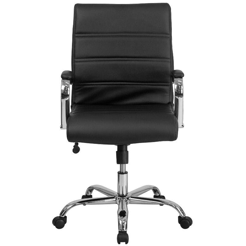 Sleek Mid-Back Black LeatherSoft Swivel Executive Office Chair