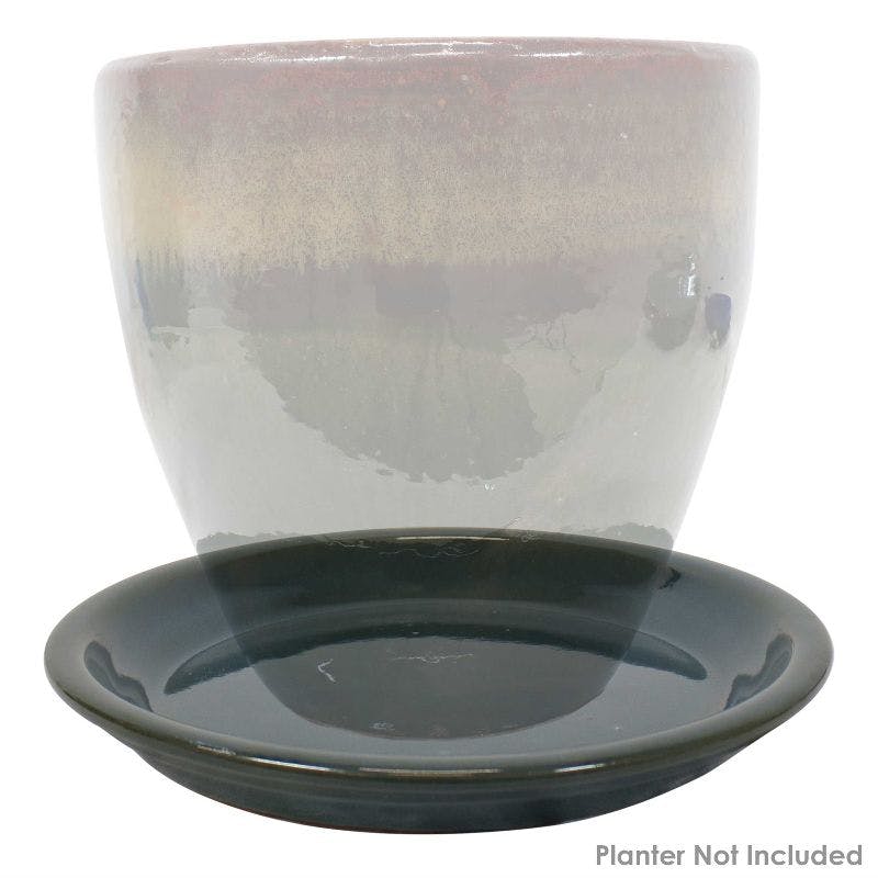 Forest Lake Green Glazed Ceramic Indoor/Outdoor Planter Saucer Set