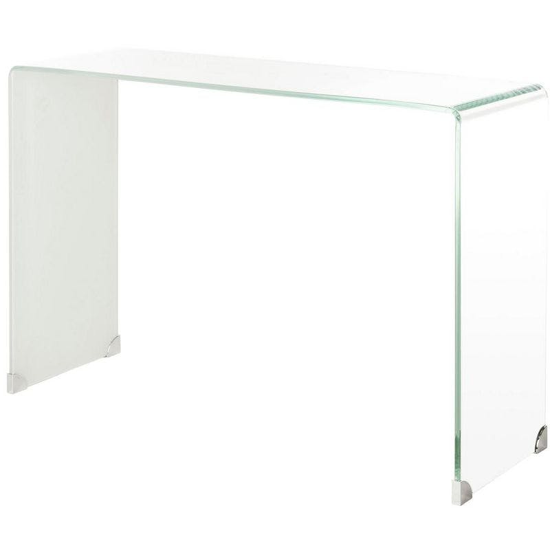 Transitional Clear to White Ombre Glass Console Table