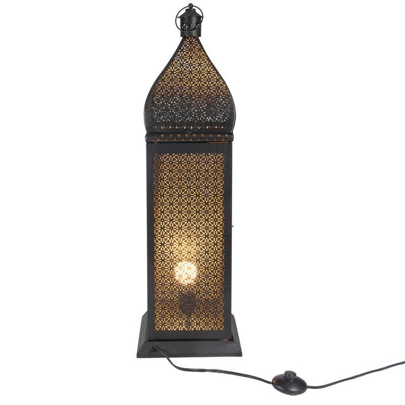 Edison 32.9'' Moroccan-Inspired Black and Gold Lantern Floor Lamp
