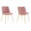 Elegant Pink Velvet and Gold Metal High-Back Dining Chairs (Set of 2)