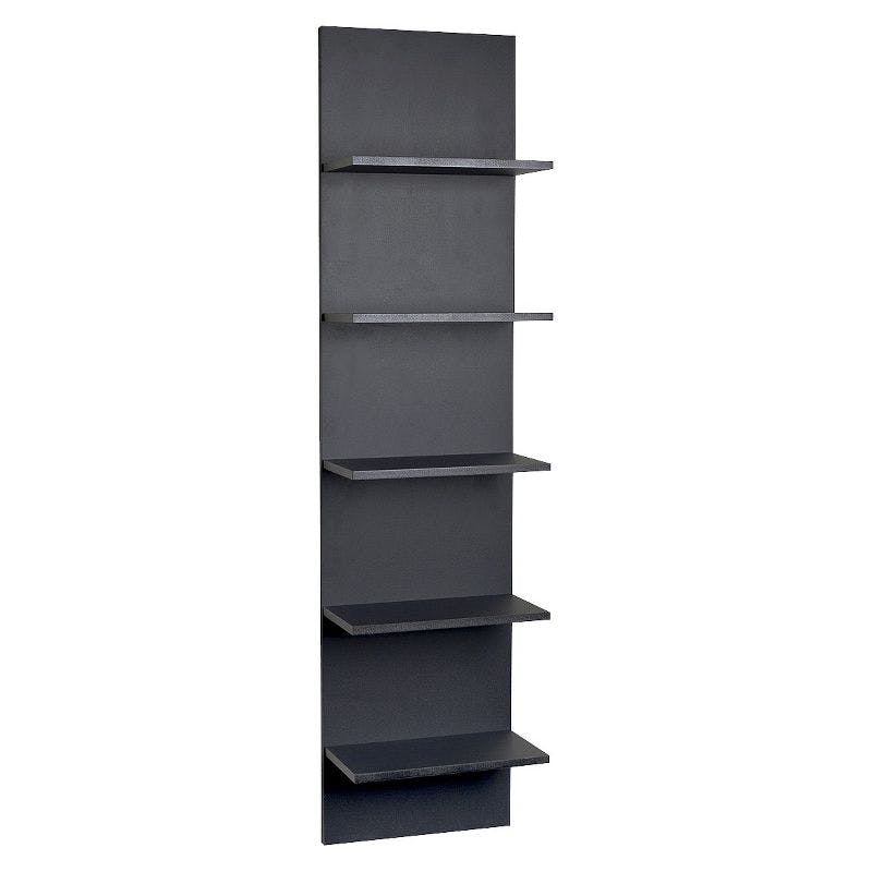 Sleek Black Woodgrain 52" Floating Wall Shelf for Modern Spaces