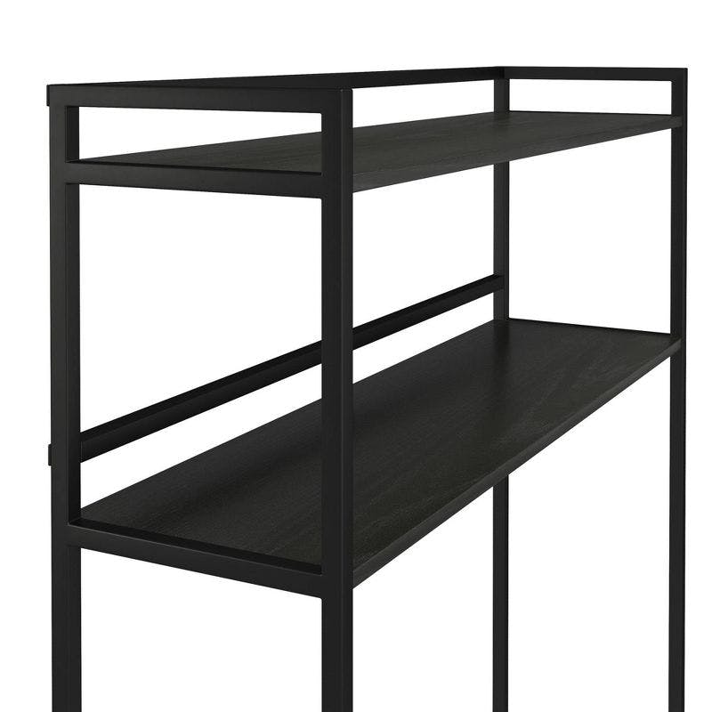 Twin Black Oak Over-The-Bed Storage Shelf with Drawer