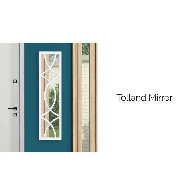 Tolland Farmhouse Fretwork Wooden Wall Mirror, 24x36, Rustic Brown