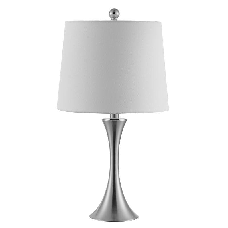 Benita 24-inch Nickel Iron Table Lamp with White Drum Shade