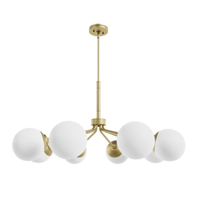 Hepburn Glam 8-Light Brass Sputnik Chandelier with White Orbs