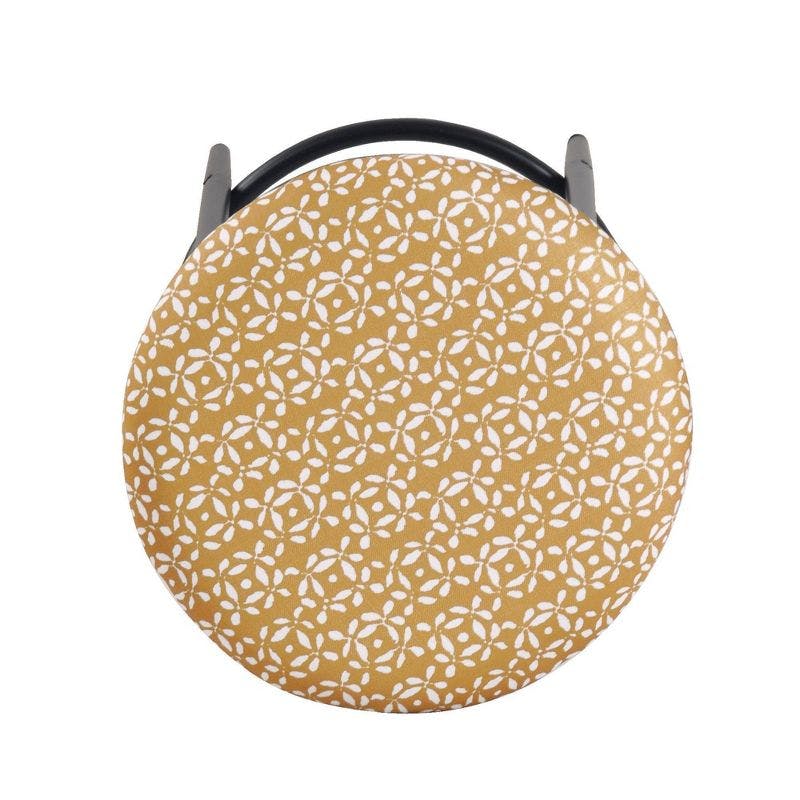 Sleek Golden Yellow 21.7" Metal & Wood Upholstered Barstool