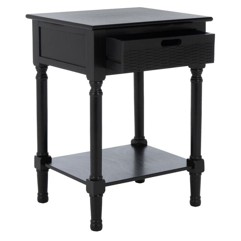 Classic Contemporary Black Accent Table with Basket Drawer