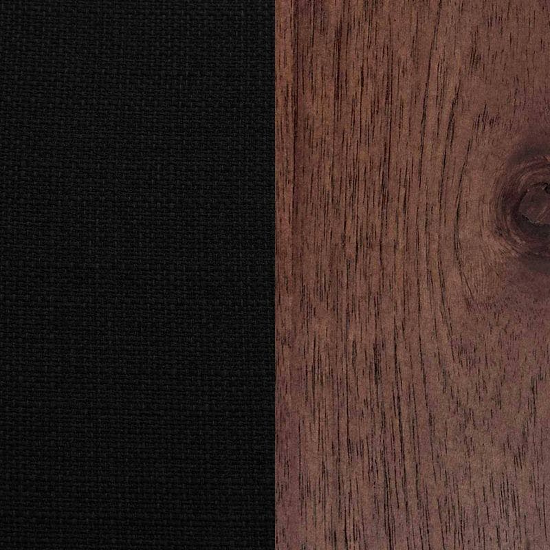 28'' Dark Brown Wood & Black Fabric Upholstered Saddle Barstool