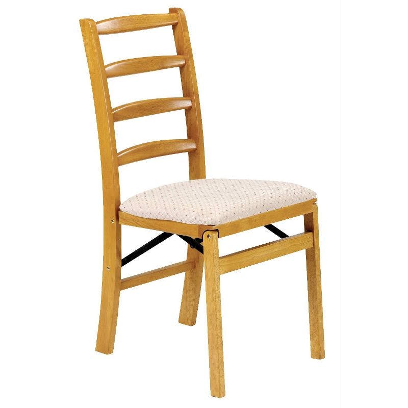 Solid Oak Hardwood Armless Shaker Ladderback Folding Chair